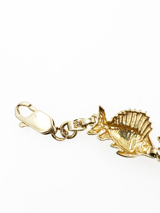 Spiny Dorsal Fin Fish Bracelet in 14k Yellow Gold