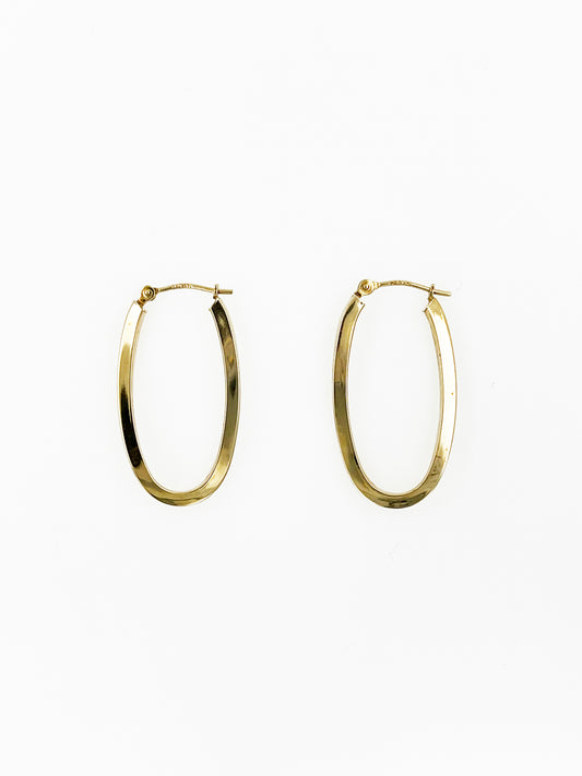 Oval Hoops in Yellow & White 14k Gold