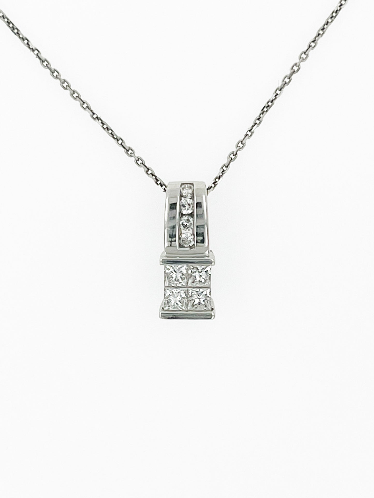 .7 Carat Natural Diamonds Invisible Set Pendant in 14k White Gold