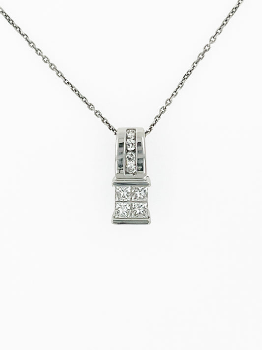 .7 Carat Natural Diamonds Invisible Set Pendant in 14k White Gold