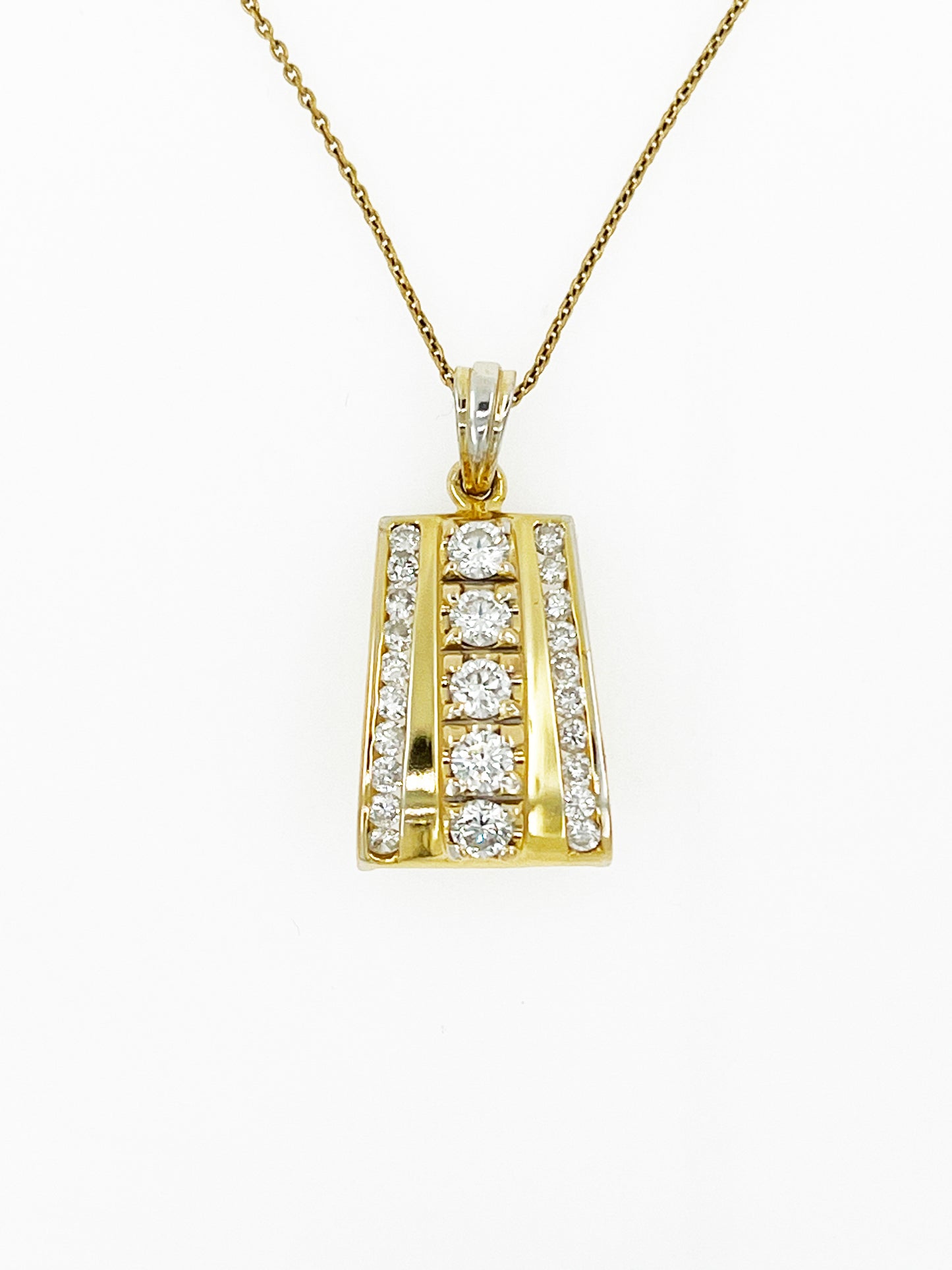 1.65 TCW VS Clarity Three Row Diamond Pendant in 18k Yellow Gold