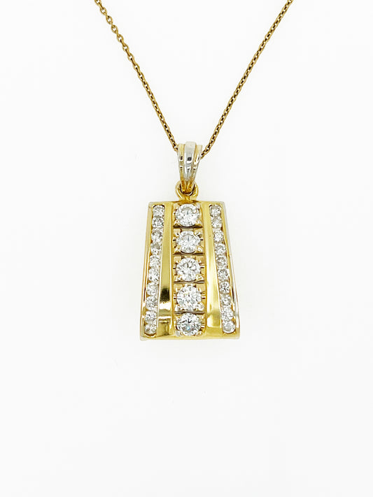 1.65 TCW VS Clarity Three Row Diamond Pendant in 18k Yellow Gold