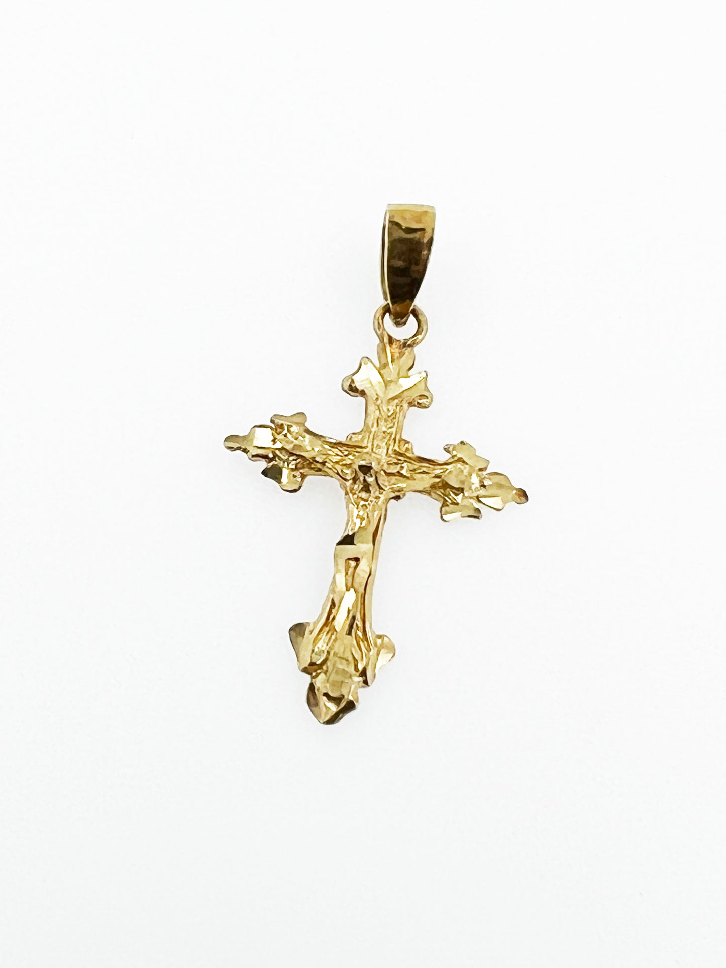 Diamond Cut Crucifix in 18k Yellow Gold
