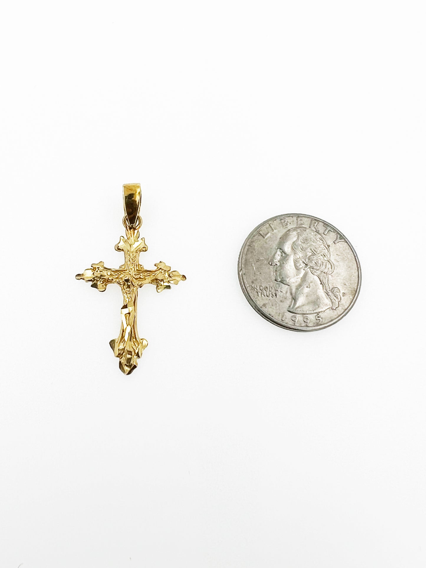Diamond Cut Crucifix in 18k Yellow Gold