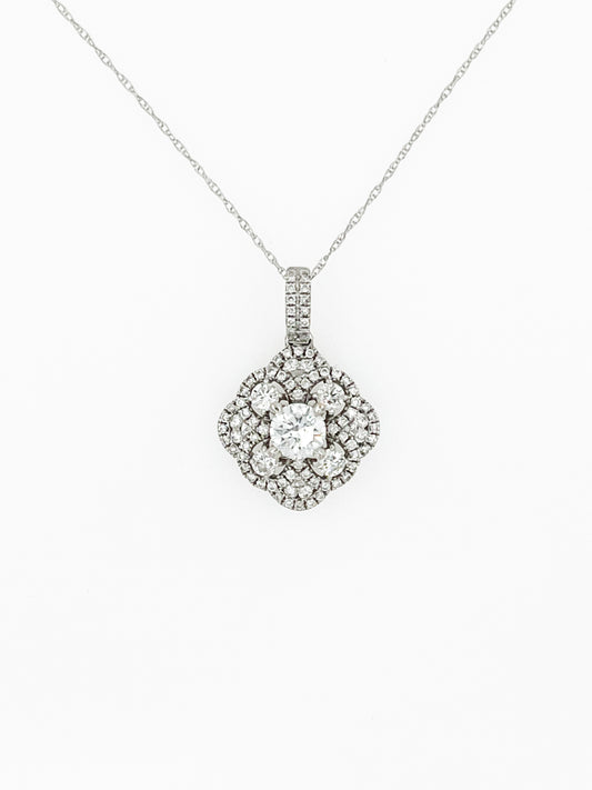 1.4 TCW Natural VS Diamond Cluster Pendant in 18k White Gold