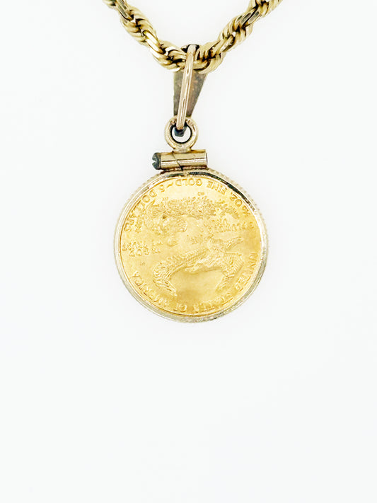 American Gold Eagle 22k 1/10 OZ set in 14k Yellow Gold