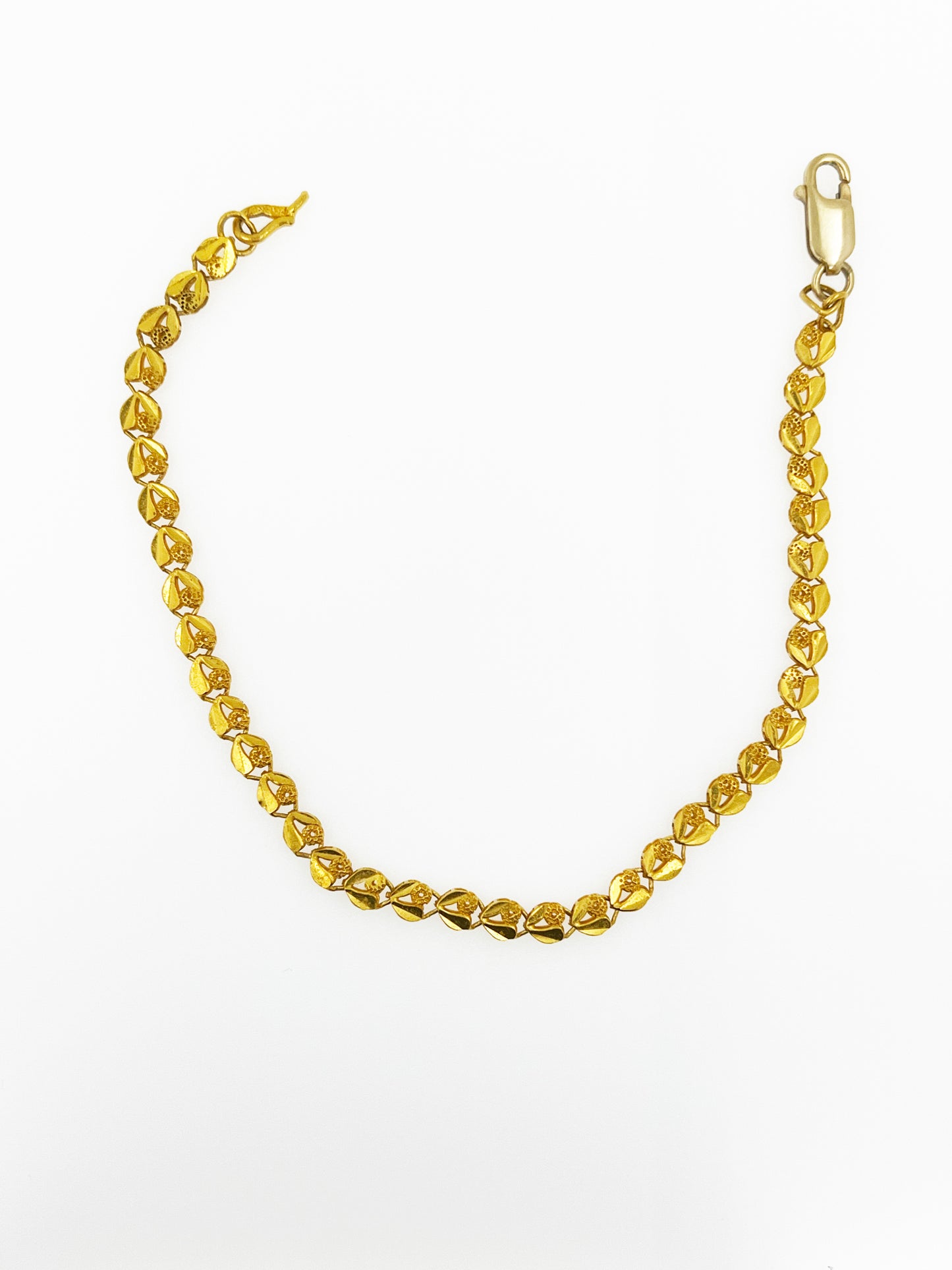 Diamond Cut Fancy Link Bracelet in 24k Gold