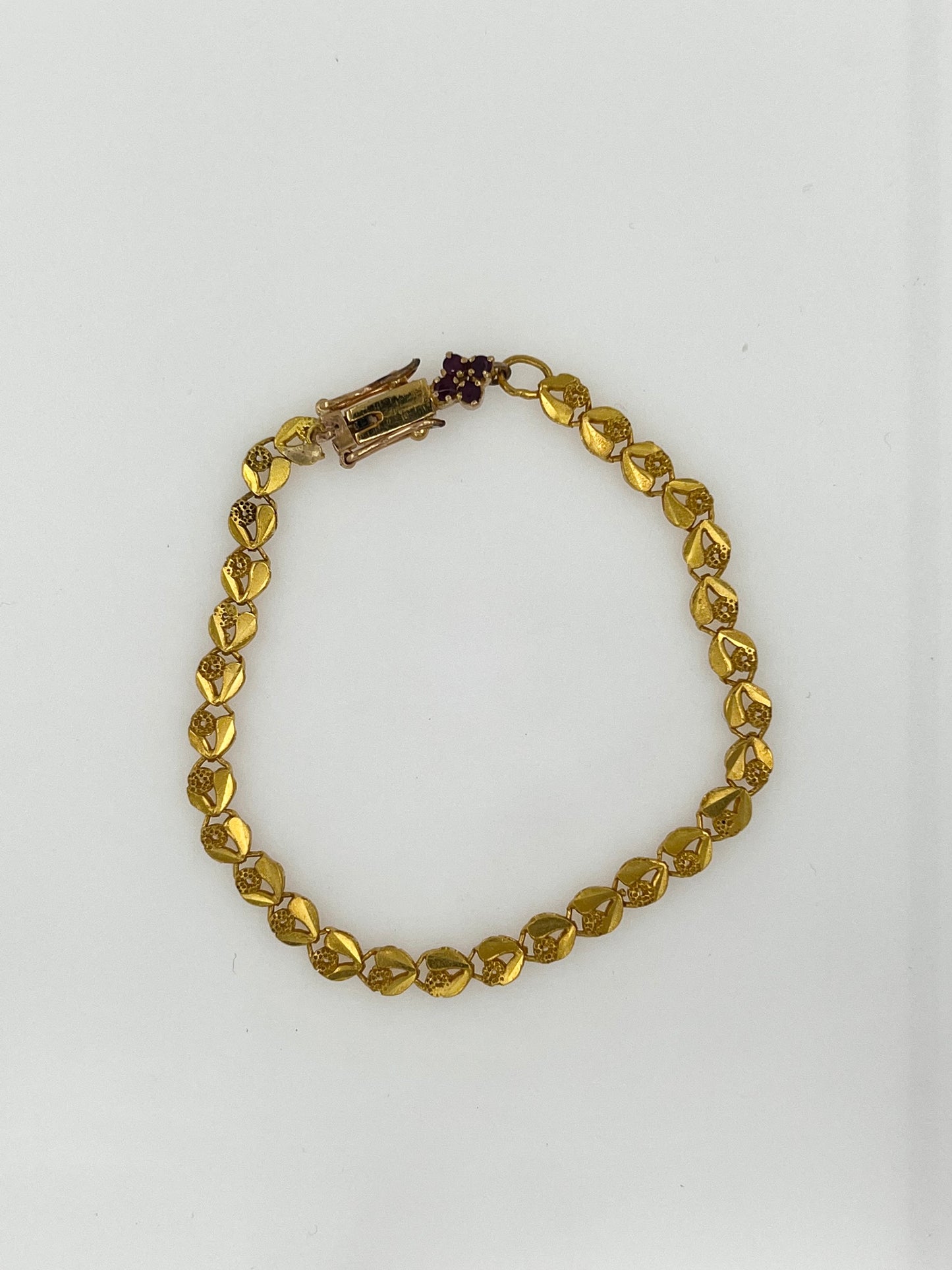 Diamond Cut Fancy Link Bracelet in 24k Gold