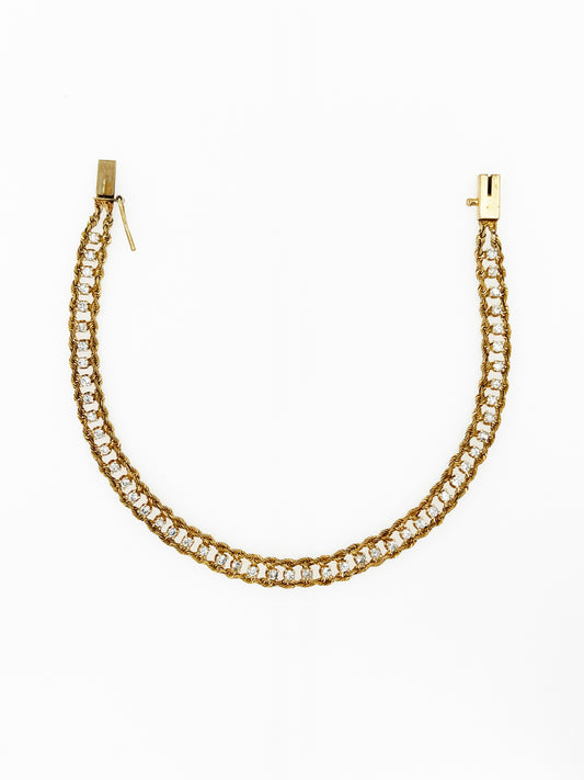 Diamond Rope Chain Tennis Bracelet in 14k Yellow Gold