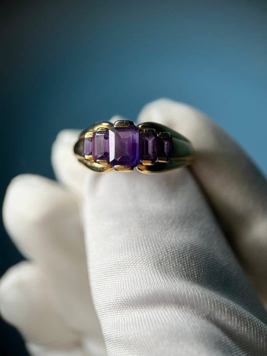 Royal Emerald Cut Amethyst in 10k Yellow Gold
