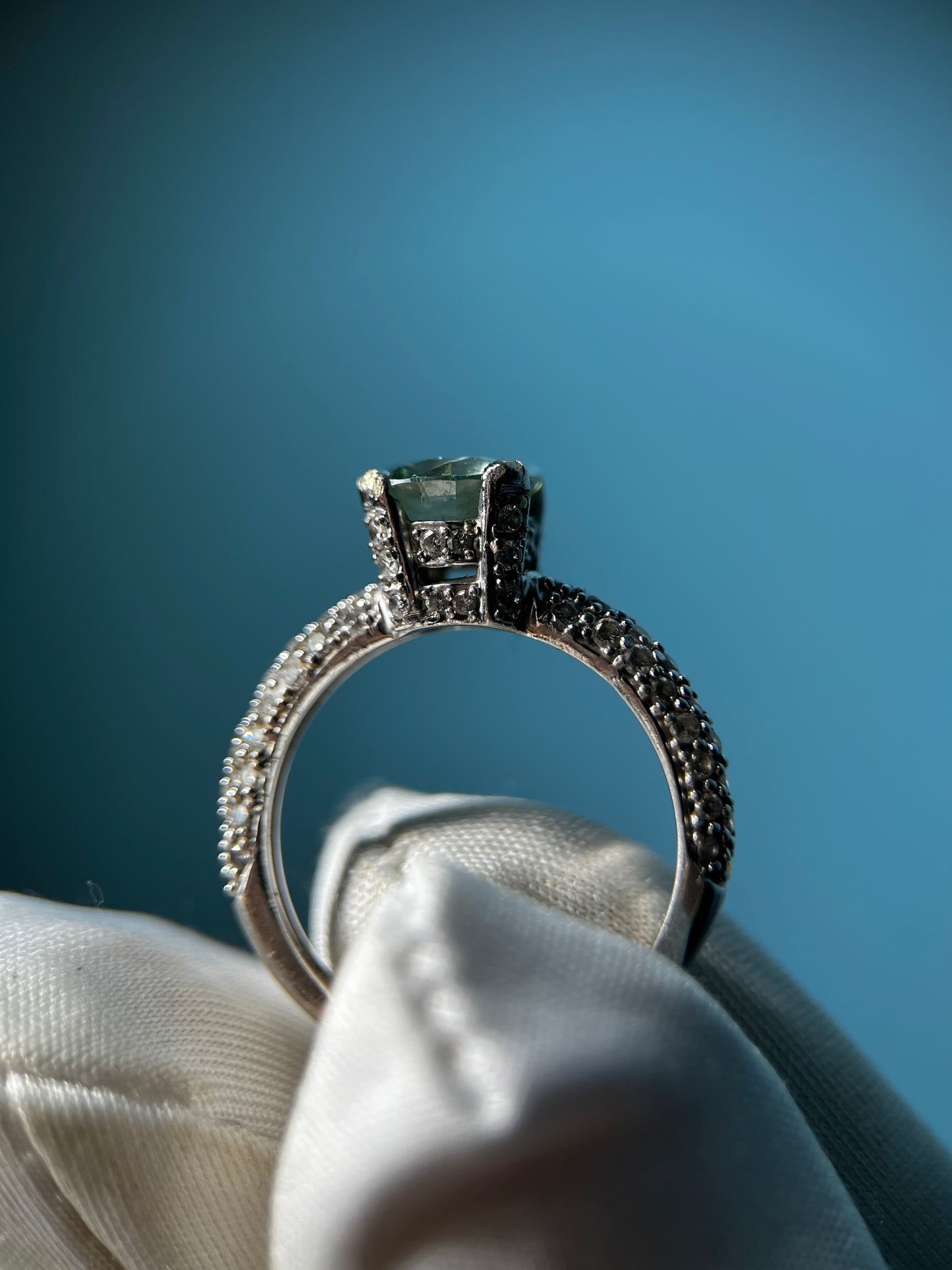 1.6 Carat Lab-Created Fancy Blue Diamond Ring in 14k White Gold