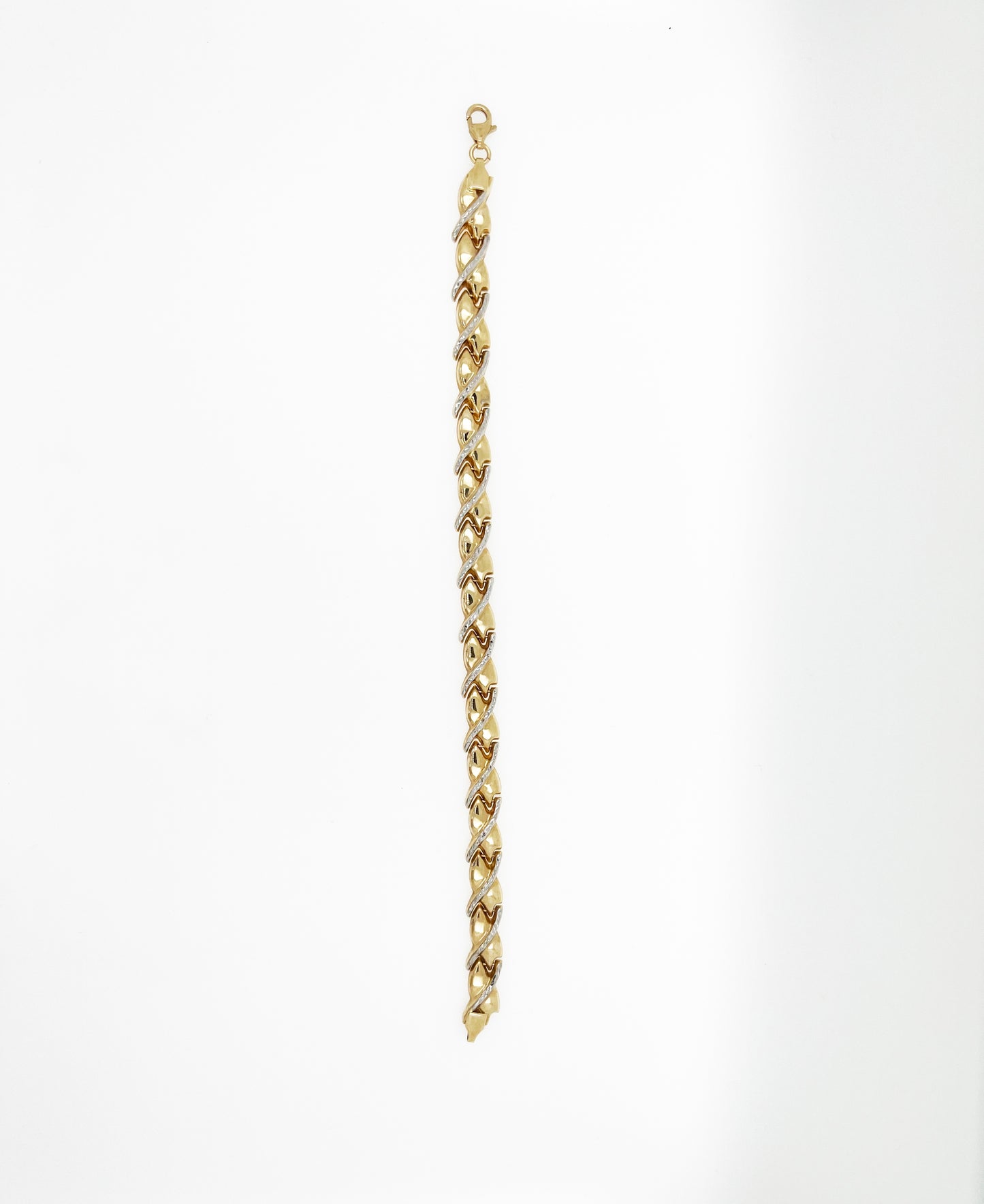 Diamond Cut Fancy X Bracelet in 14k Yellow & White Gold