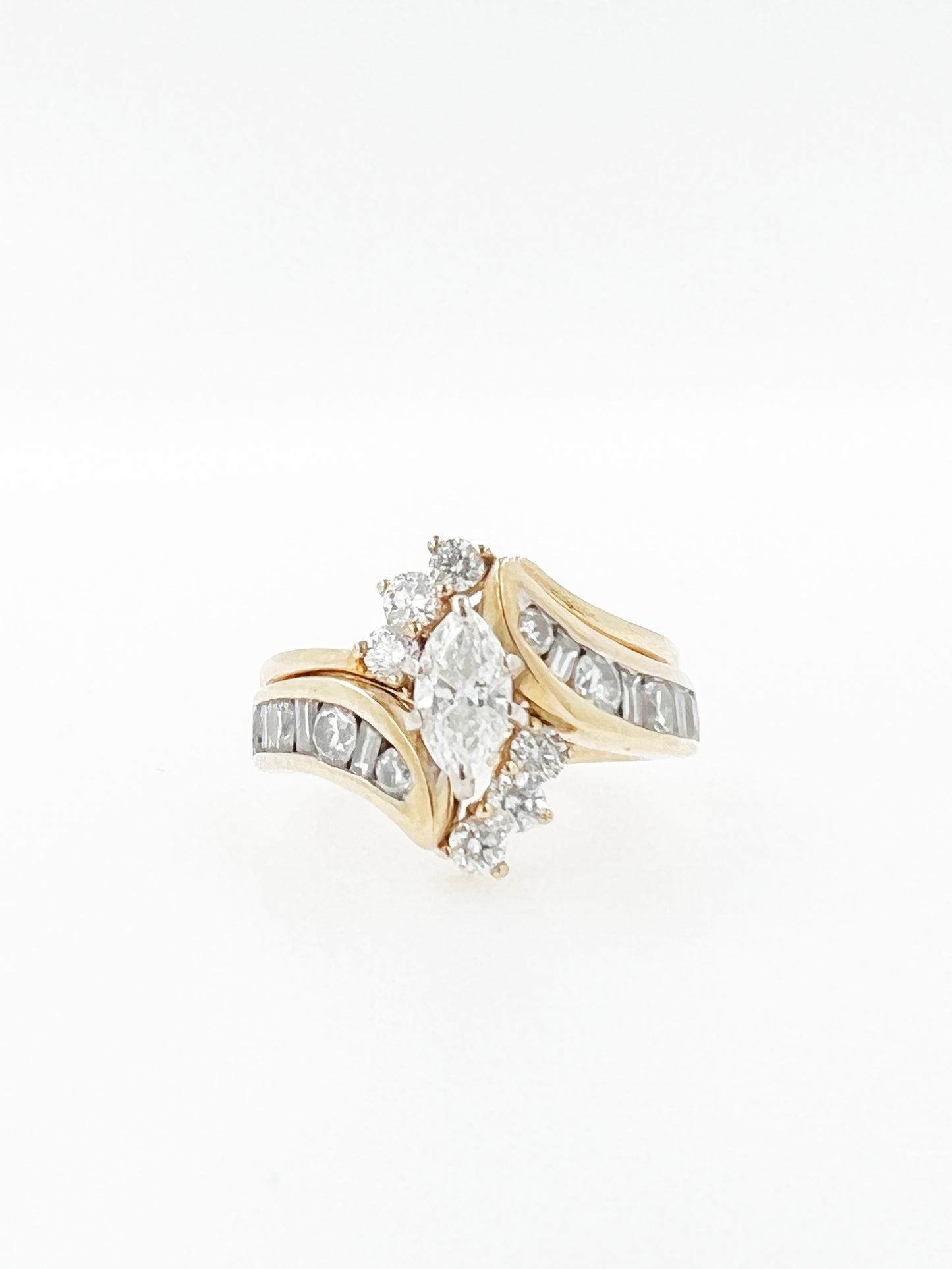 Diamond Engagement & Wedding Combo Ring in 14k Yellow Gold