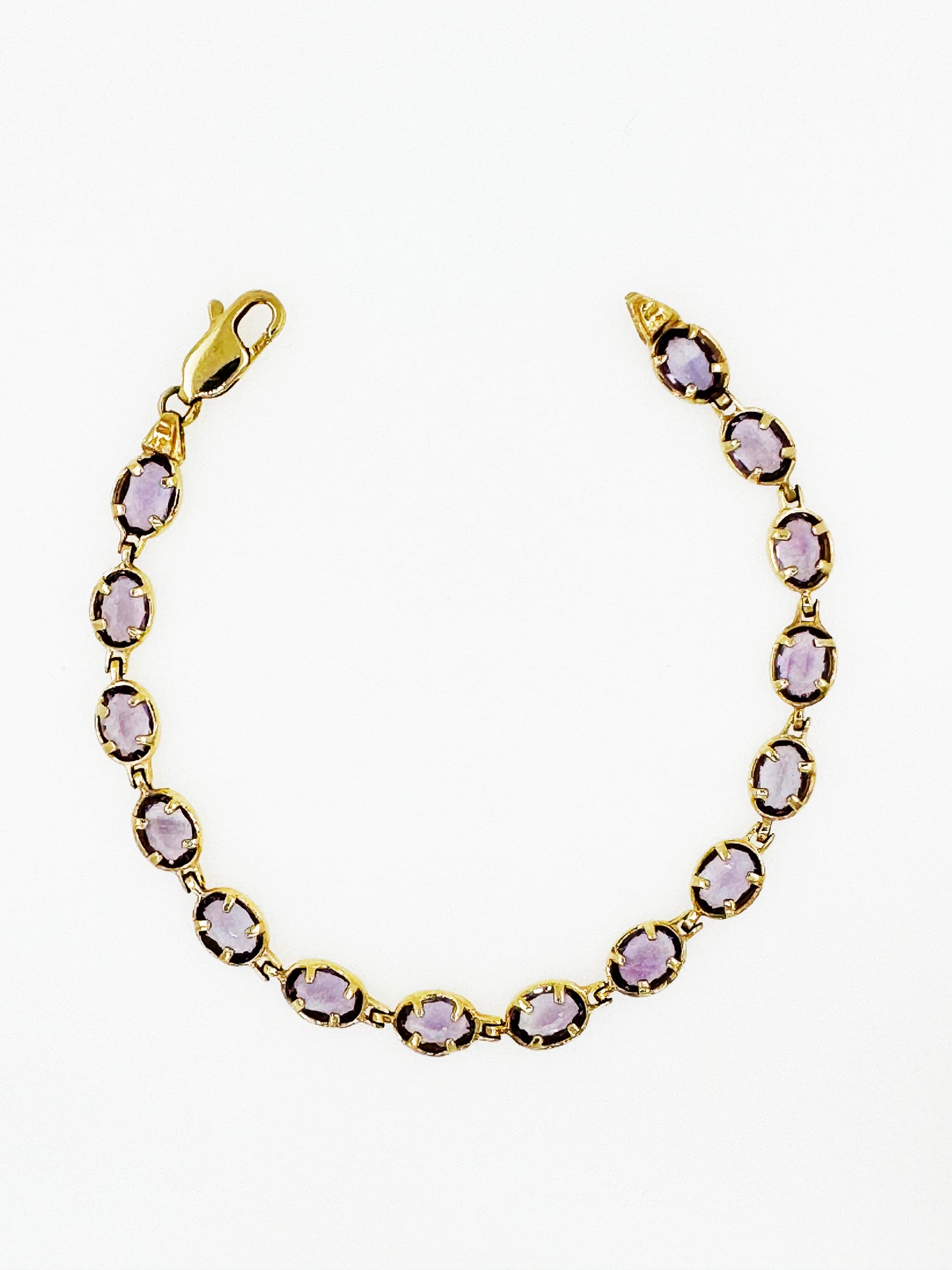 Bezel Set Amethyst Bracelet in 14k Yellow Gold
