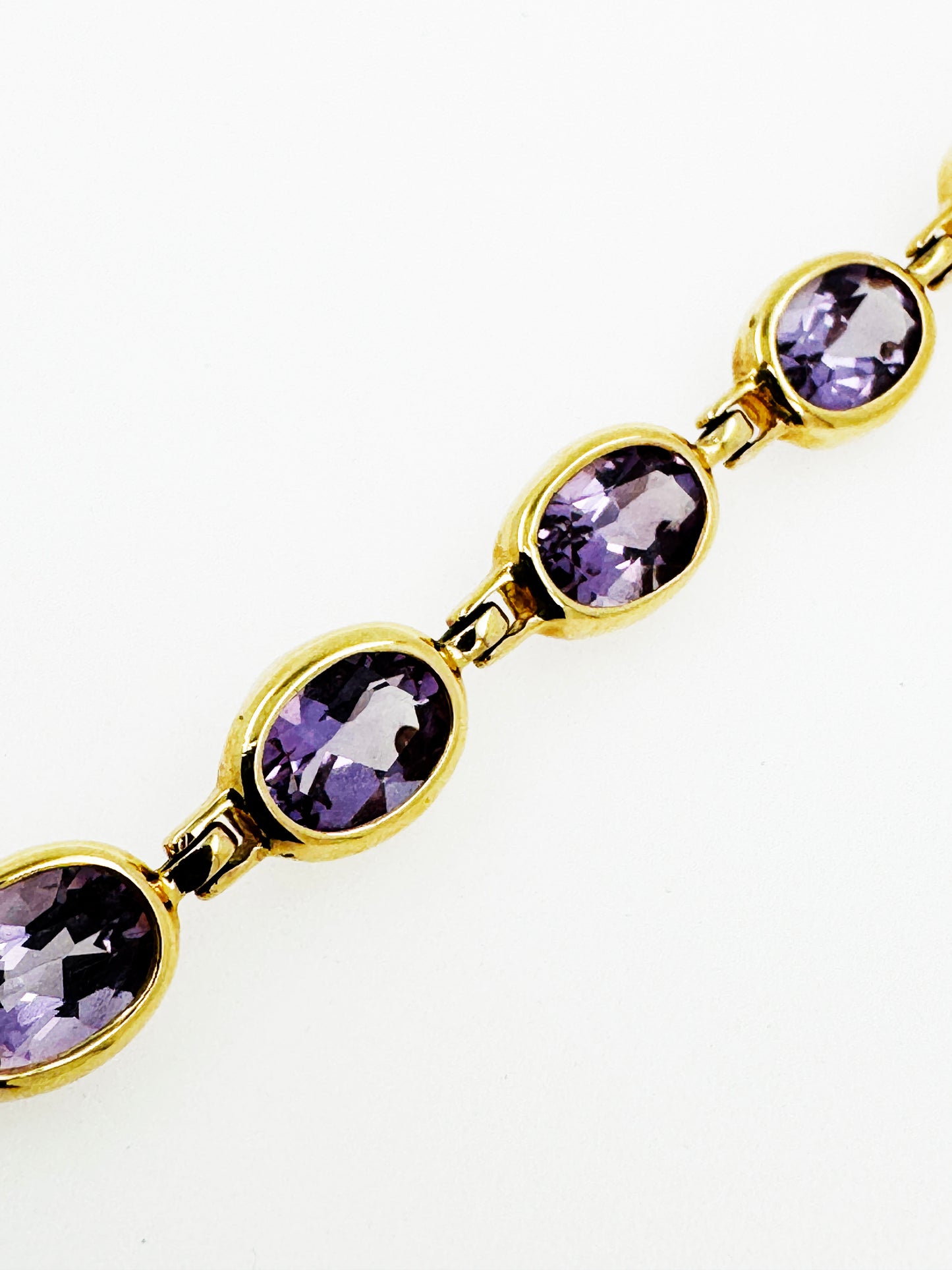 Bezel Set Amethyst Bracelet in 14k Yellow Gold