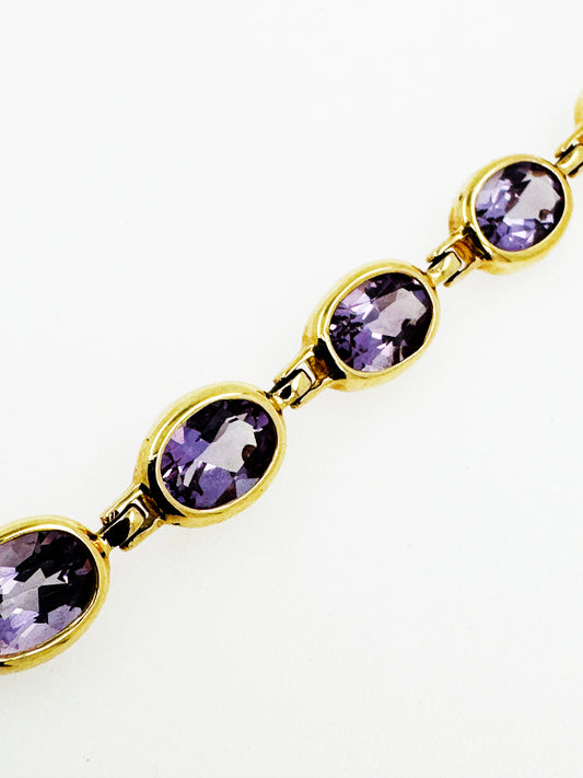 Bezel Set Amethyst Bracelet in 14k Yellow Gold