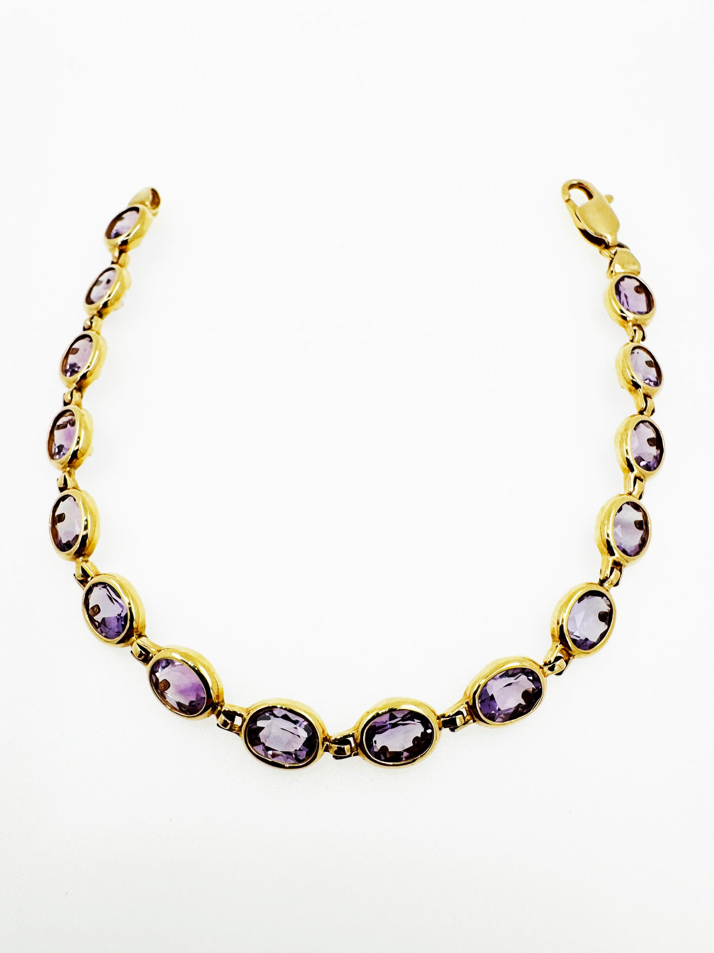 Bezel Set Amethyst Bracelet in 14k Yellow Gold