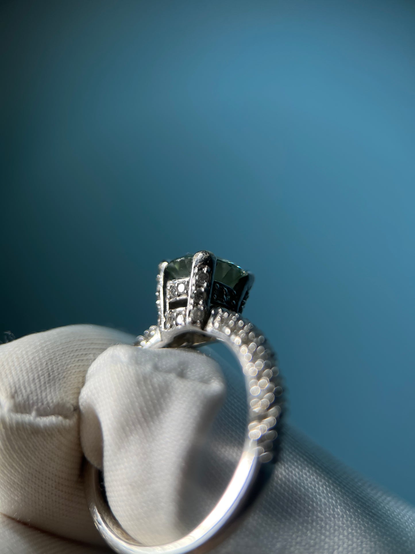 1.6 Carat Lab-Created Fancy Blue Diamond Ring in 14k White Gold