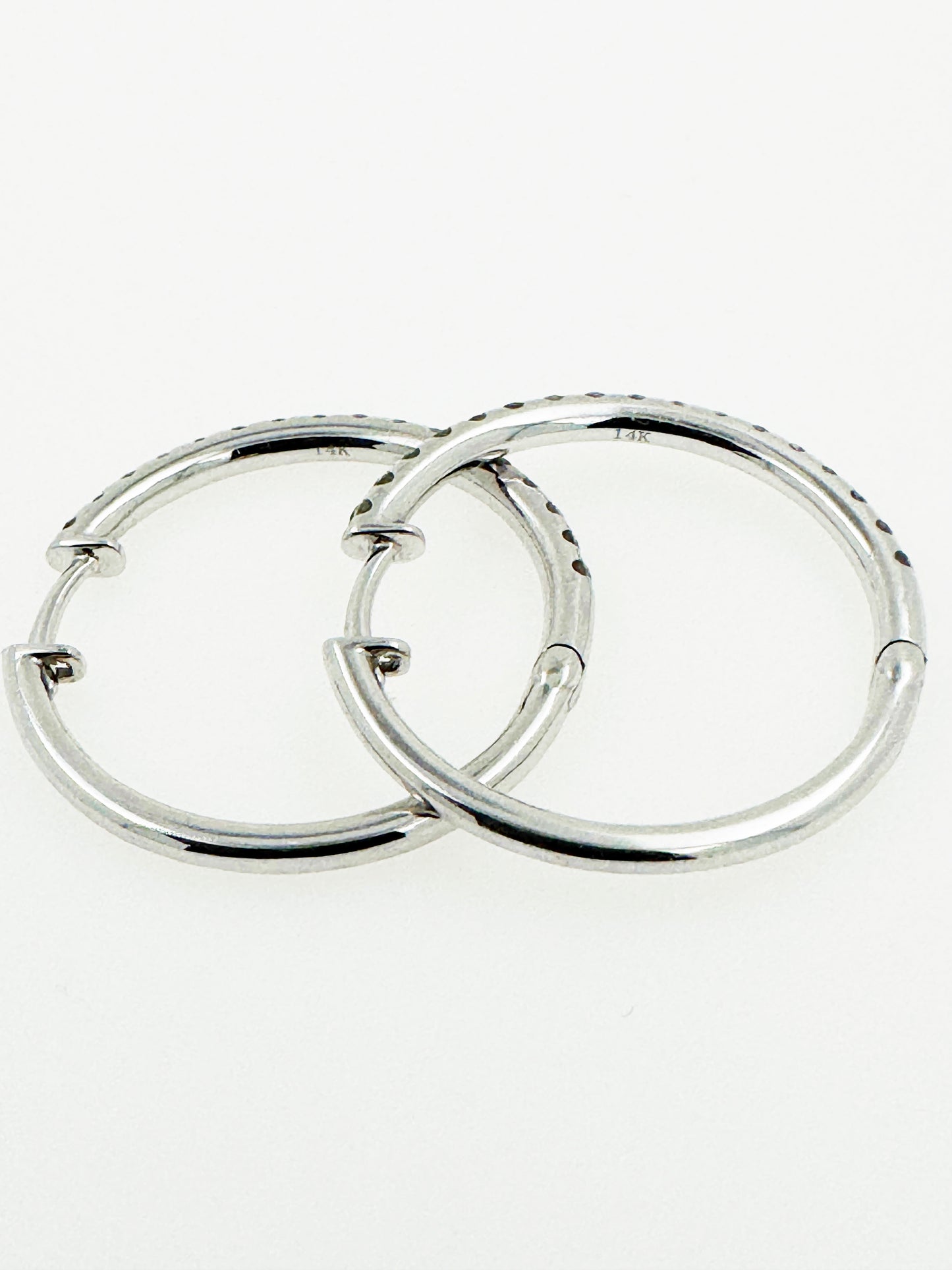Natural (.6 TCW) Diamond Hoops in 14k White Gold