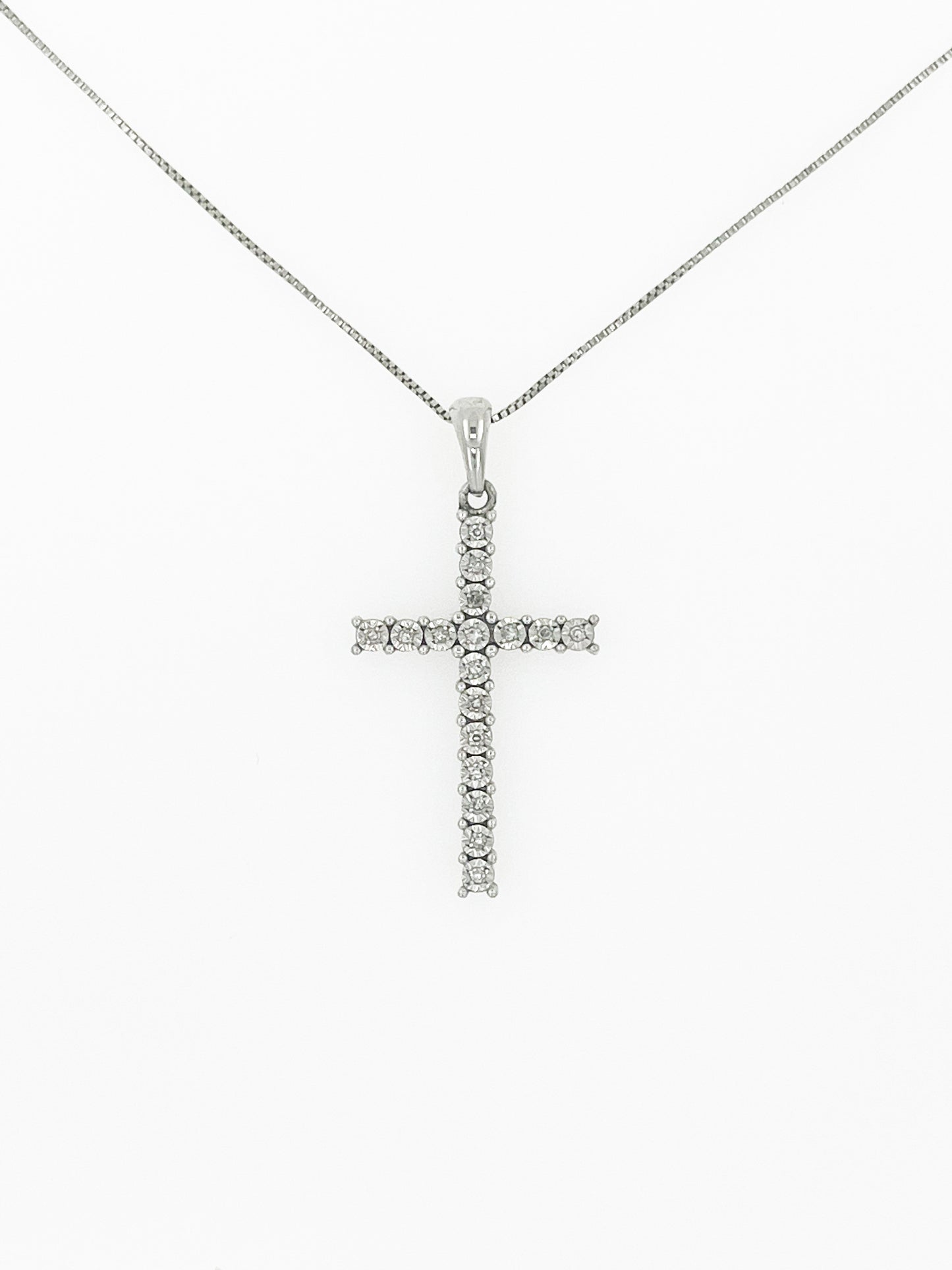 Illusion Set Natural Diamond Cross in .925 Silver