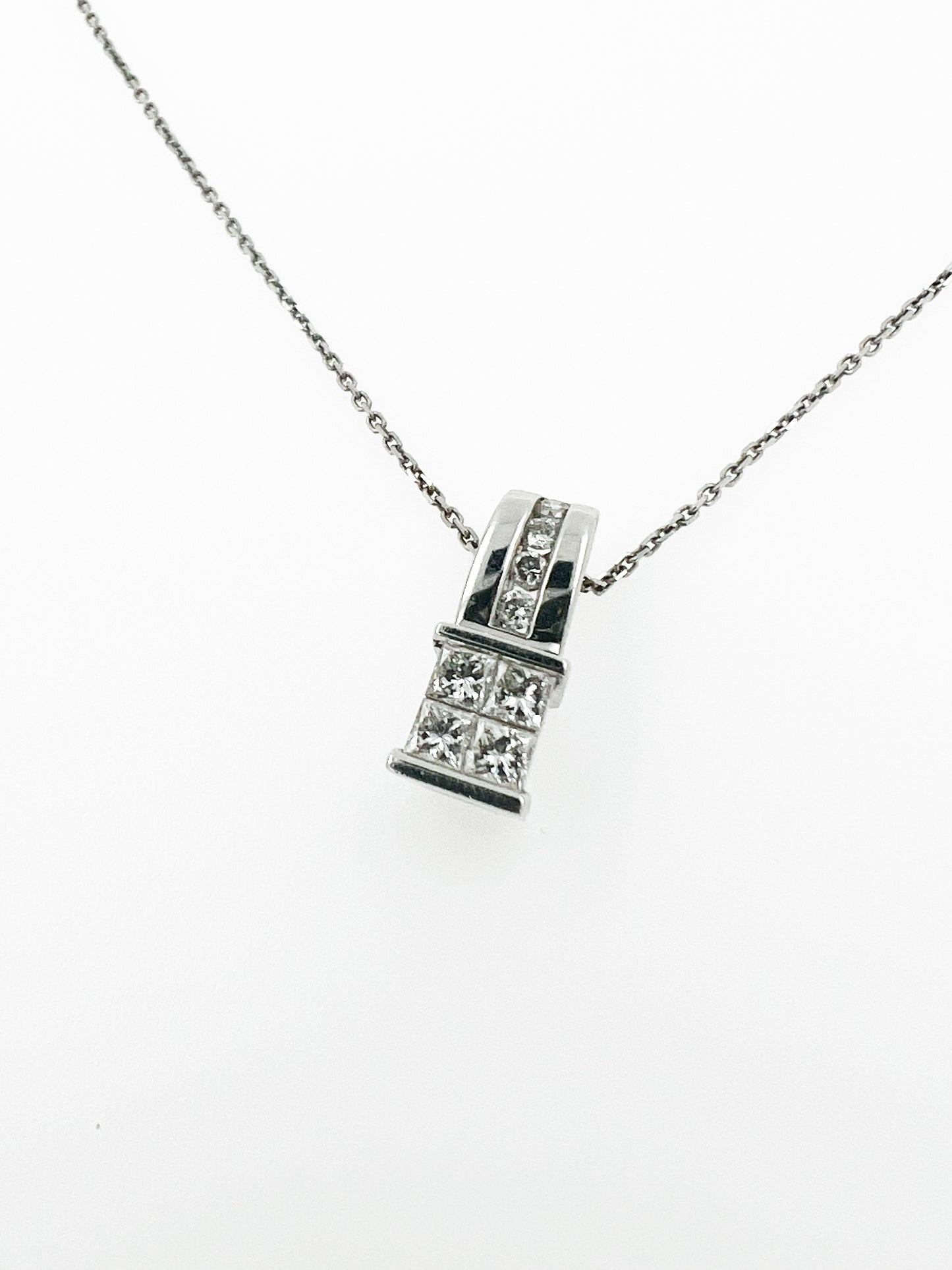 .7 Carat Natural Diamonds Invisible Set Pendant in 14k White Gold