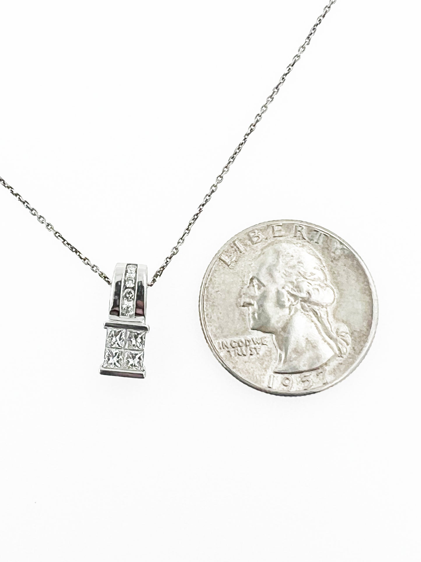 .7 Carat Natural Diamonds Invisible Set Pendant in 14k White Gold