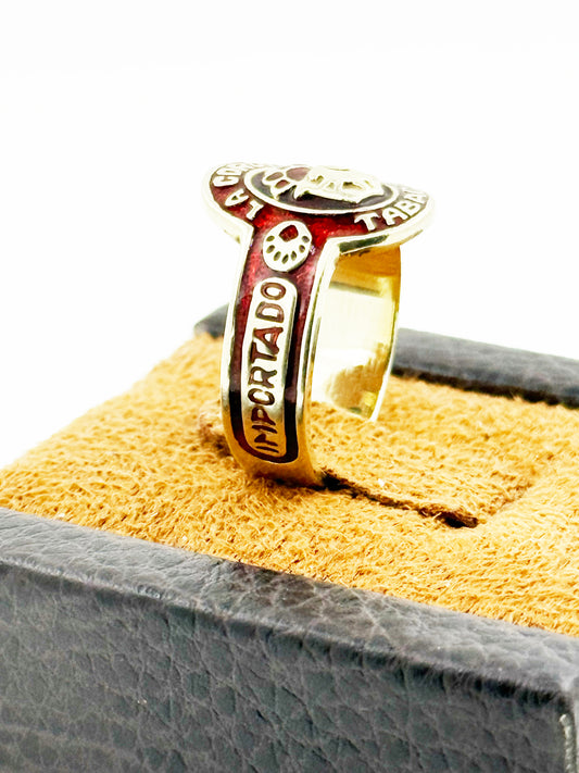 Vintage Hand-painted Enamel Cigar Band in 14k Yellow Gold