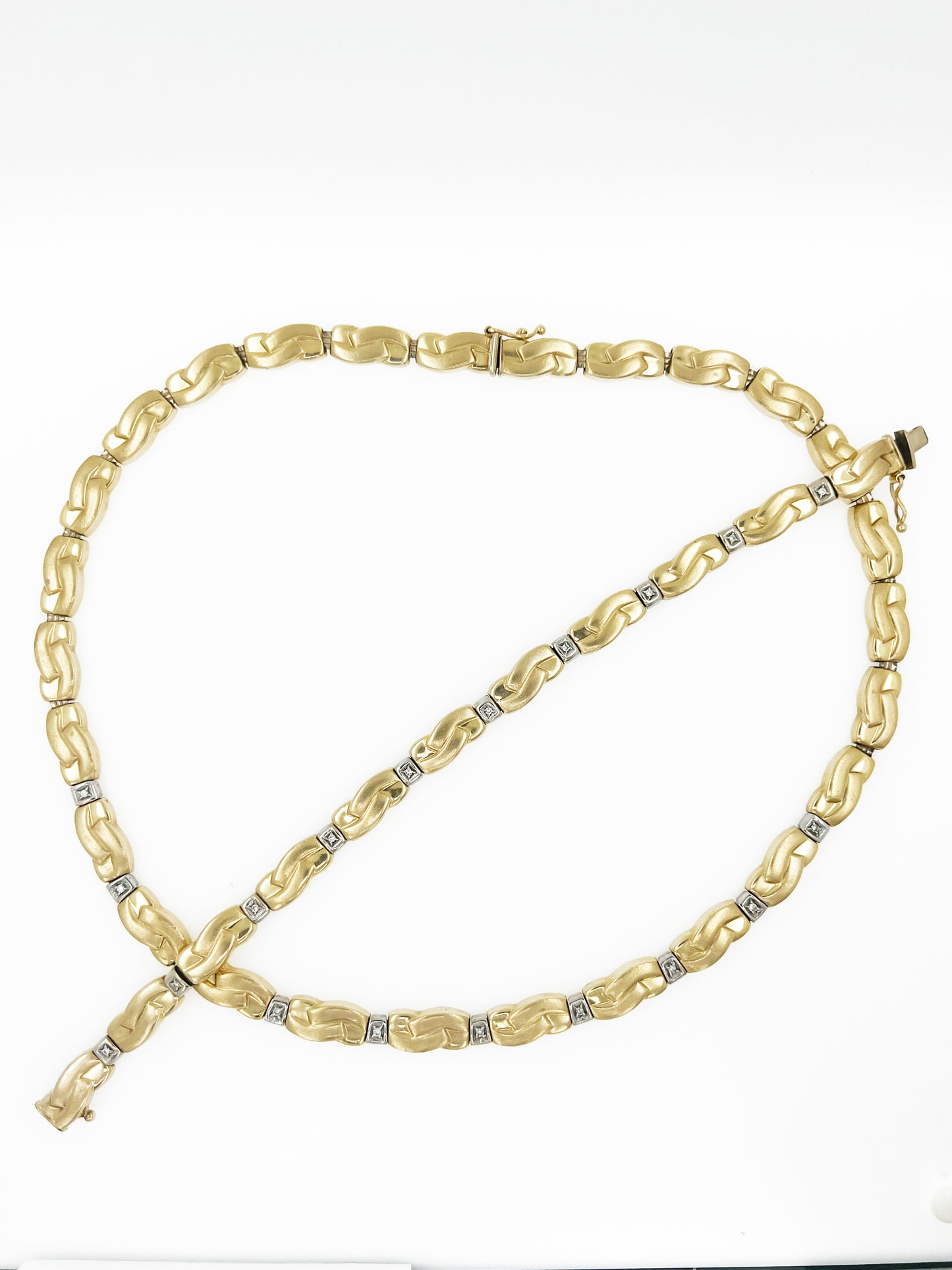 ‘S’ Link Diamond Tennis Chain & Bracelet Set in 14k Yellow Gold