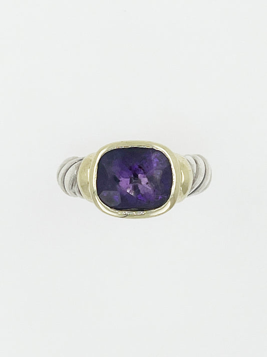 David Yurman Amethyst Ring in 14k Yellow Gold & .925 Silver