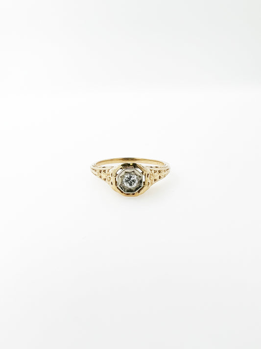 .3 Carat Diamond Solitaire Filigree Ring in 14k Yellow Gold