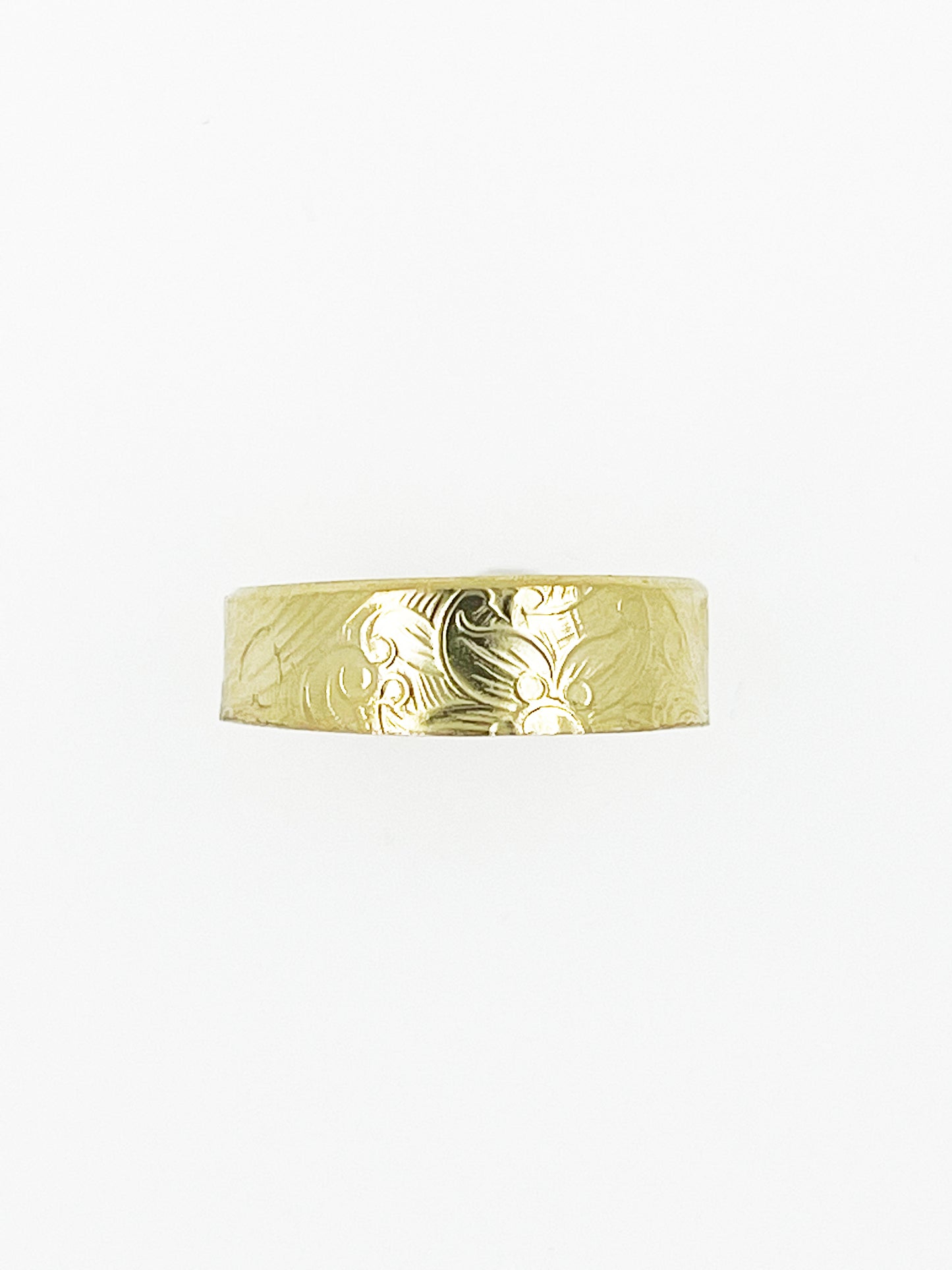 Floral Etched Ring in 14k Yellow Gold By Maxwell The Jeweler