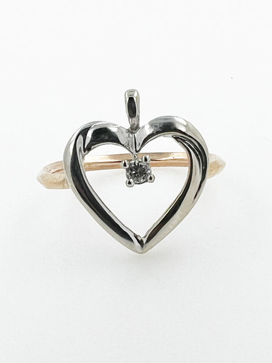 Diamond Heart Pendant-Ring in 10k Gold By Maxwell The Jeweler