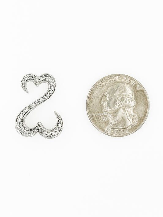 Double-Ended Natural Diamond Heart Pendant in 14k White Gold