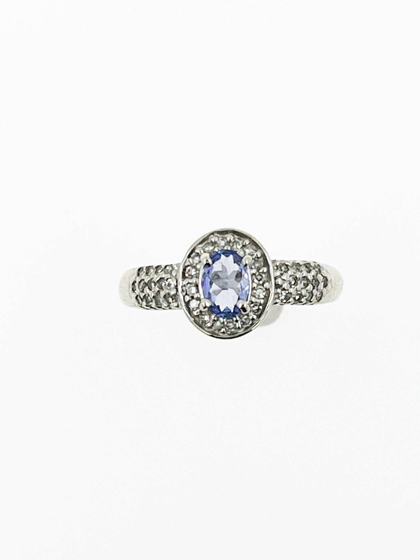 Iolite and Diamond Ring in 10k White Gold