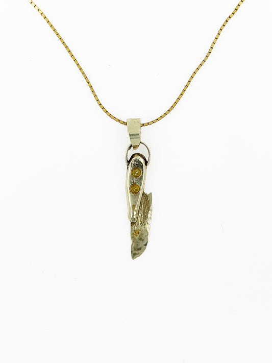 Yellow Diamond Hand-Carved Knife Pendant in 14k Gold By Maxwell The Jeweler