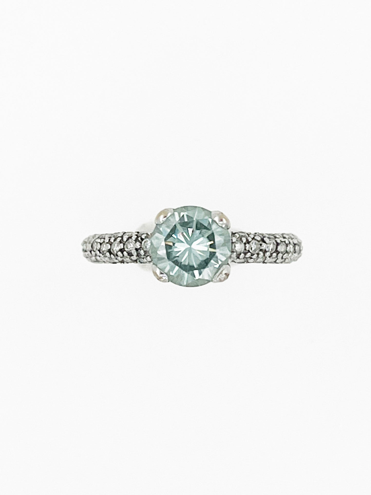 1.6 Carat Lab-Created Fancy Blue Diamond Ring in 14k White Gold