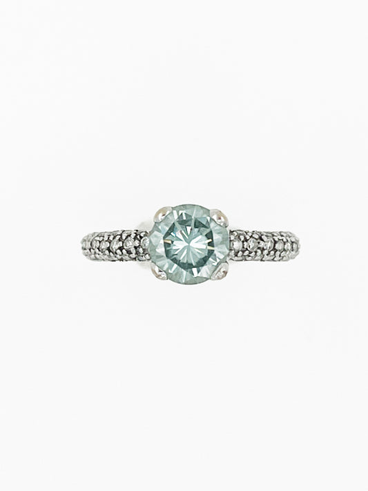 1.6 Carat Lab-Created Fancy Blue Diamond Ring in 14k White Gold