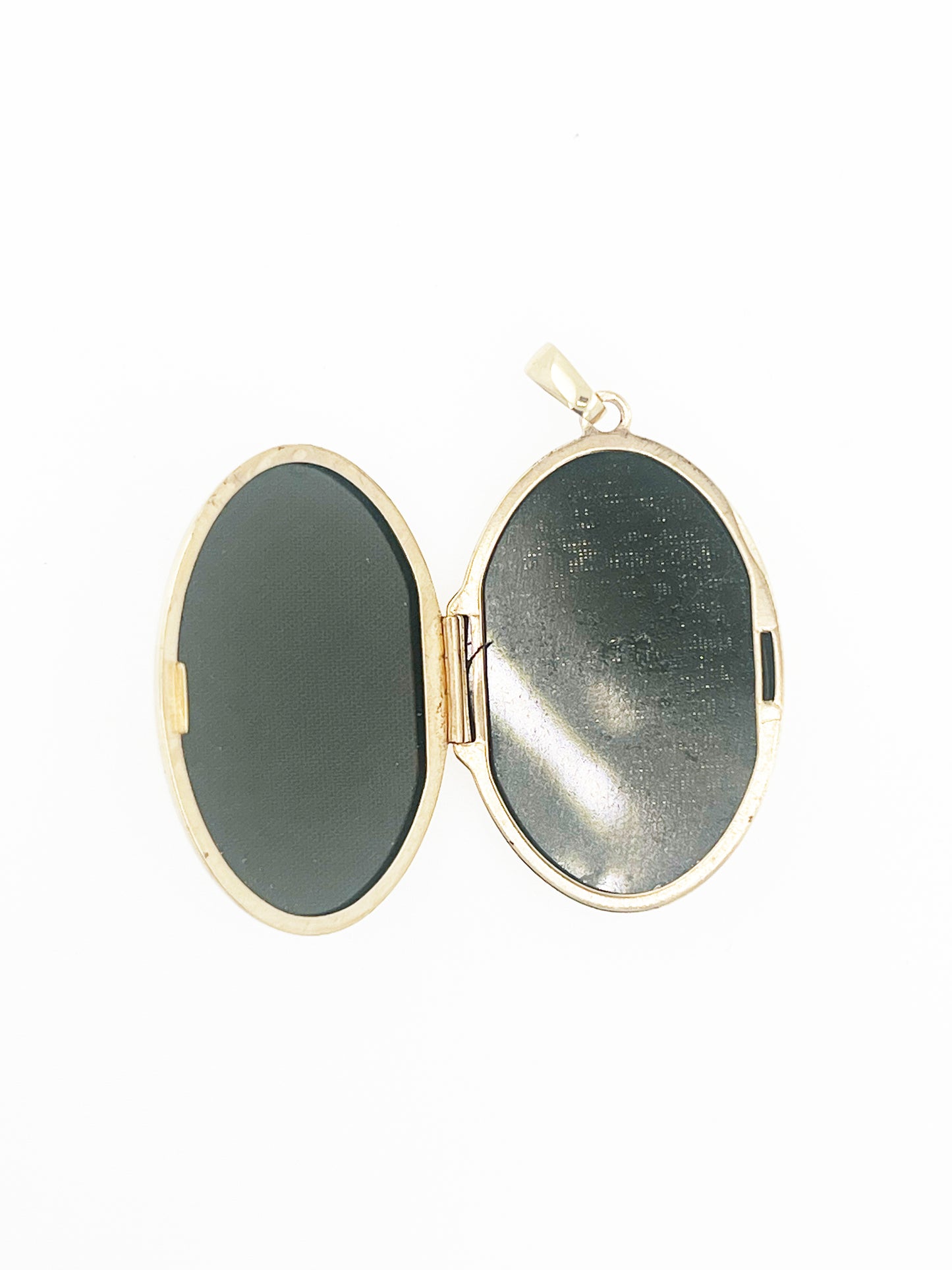 Hand Engraved "S" Two Photo Locket in 14k Yellow Gold