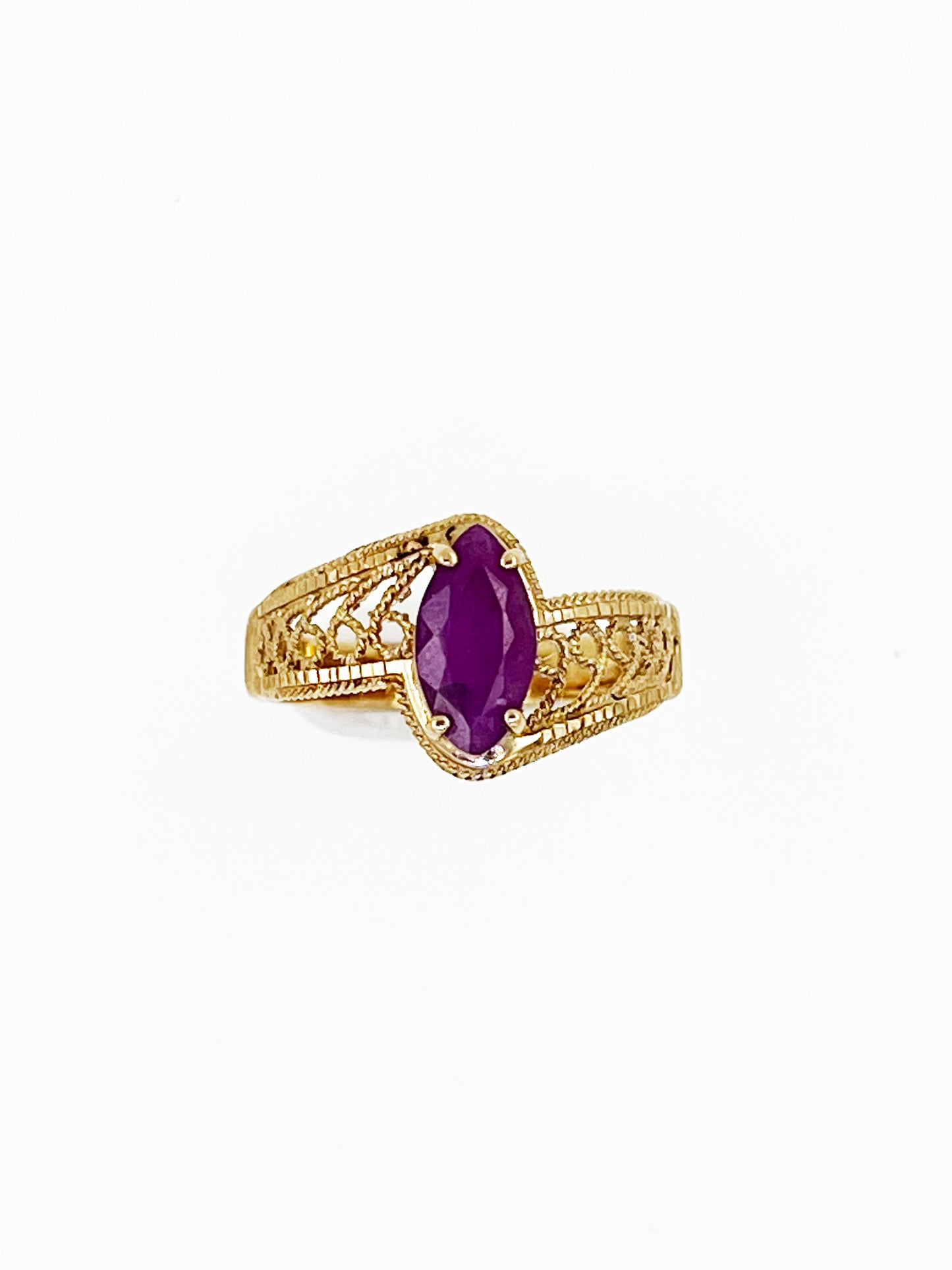 Natural Ruby Ring in 10k Yellow Gold