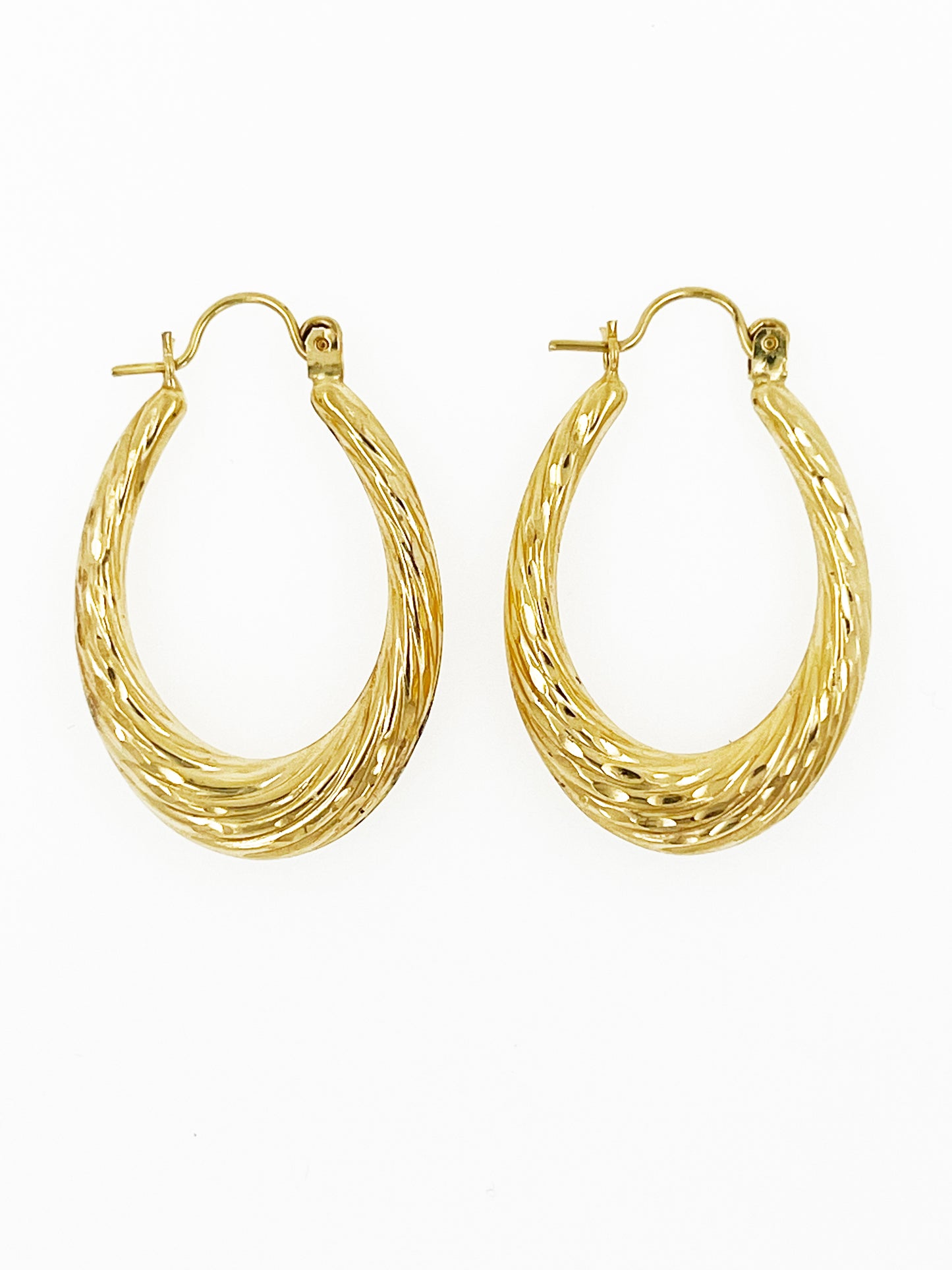 Diamond Cut Spiral Hoops in 14k Yellow Gold