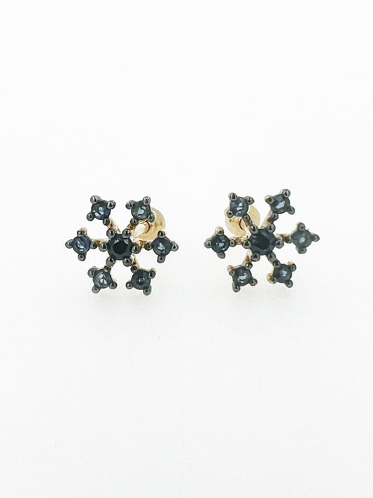 Sapphire Snowflake Earrings in 14k Yellow Gold