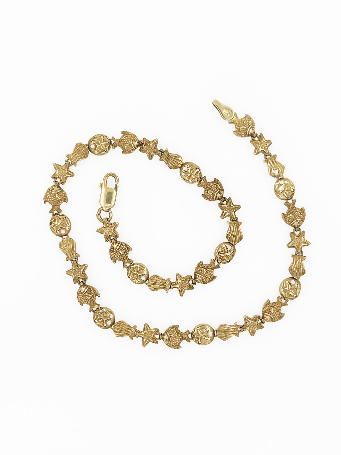 Sea Life Anklet in 10k Yellow Gold