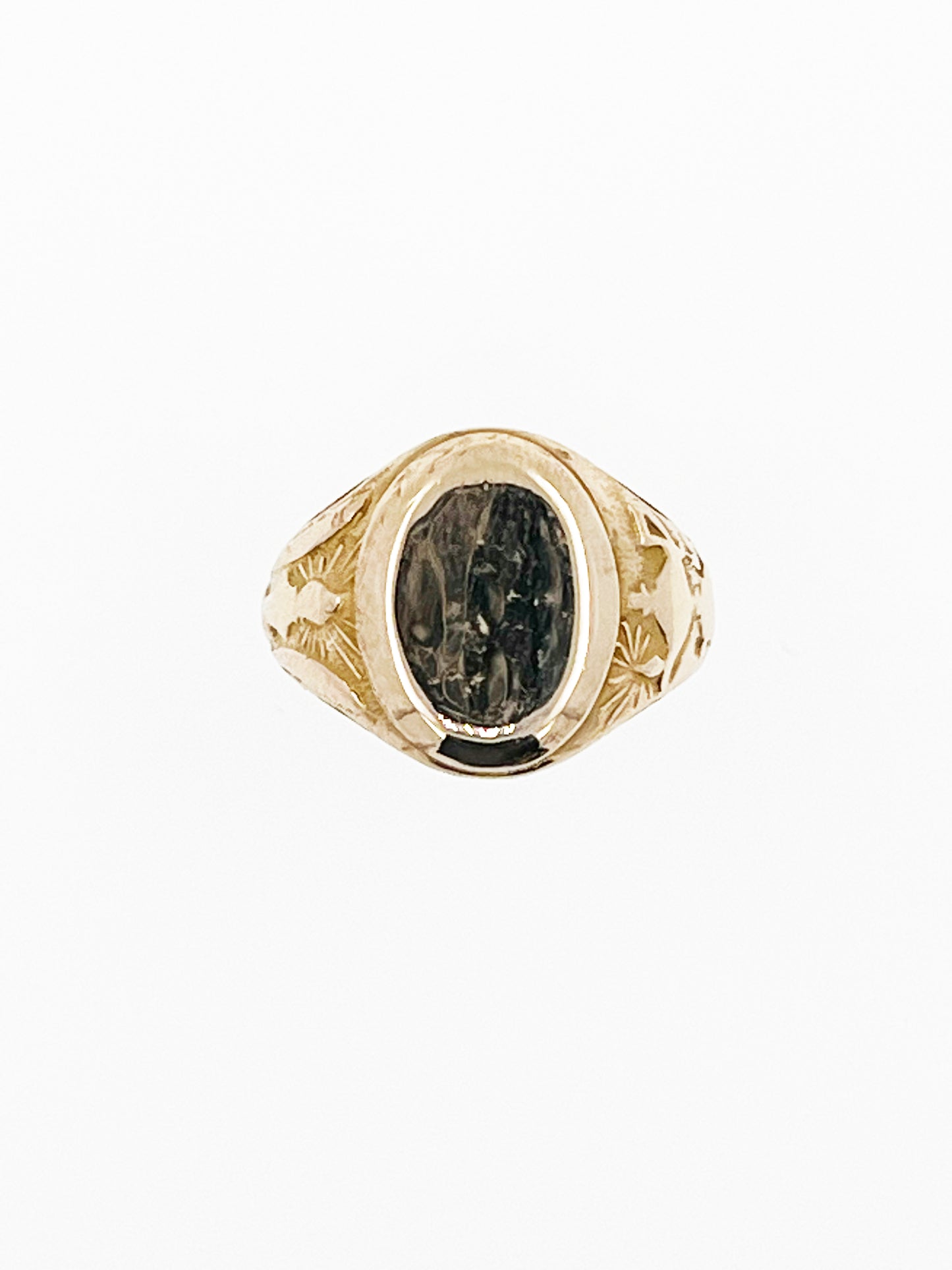 Custom Engraved Signet Ring in 10k Yellow Gold By Maxwell The Jeweler