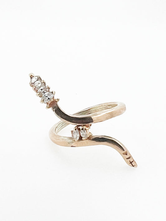 Diamond-Headed Serpent Ring in 10k Yellow Gold By Maxwell The Jeweler