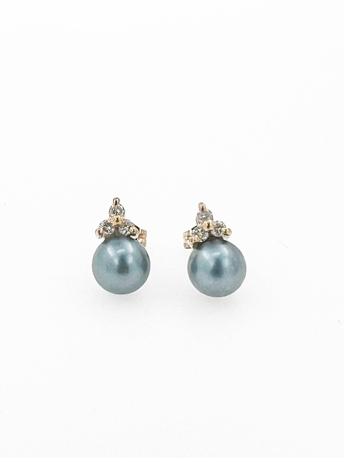 Tahitian Pearl and Diamond Earrings in 10k Gold