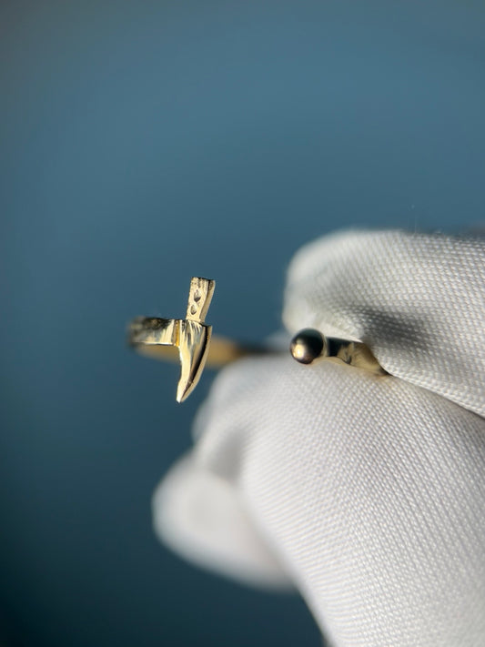 Cannonball & Dagger Ring in 14k Yellow Gold By Maxwell The Jeweler