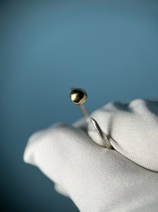 Knife-Edge Ball Ring in .999 Silver & 14k Yellow Gold By Maxwell The Jeweler