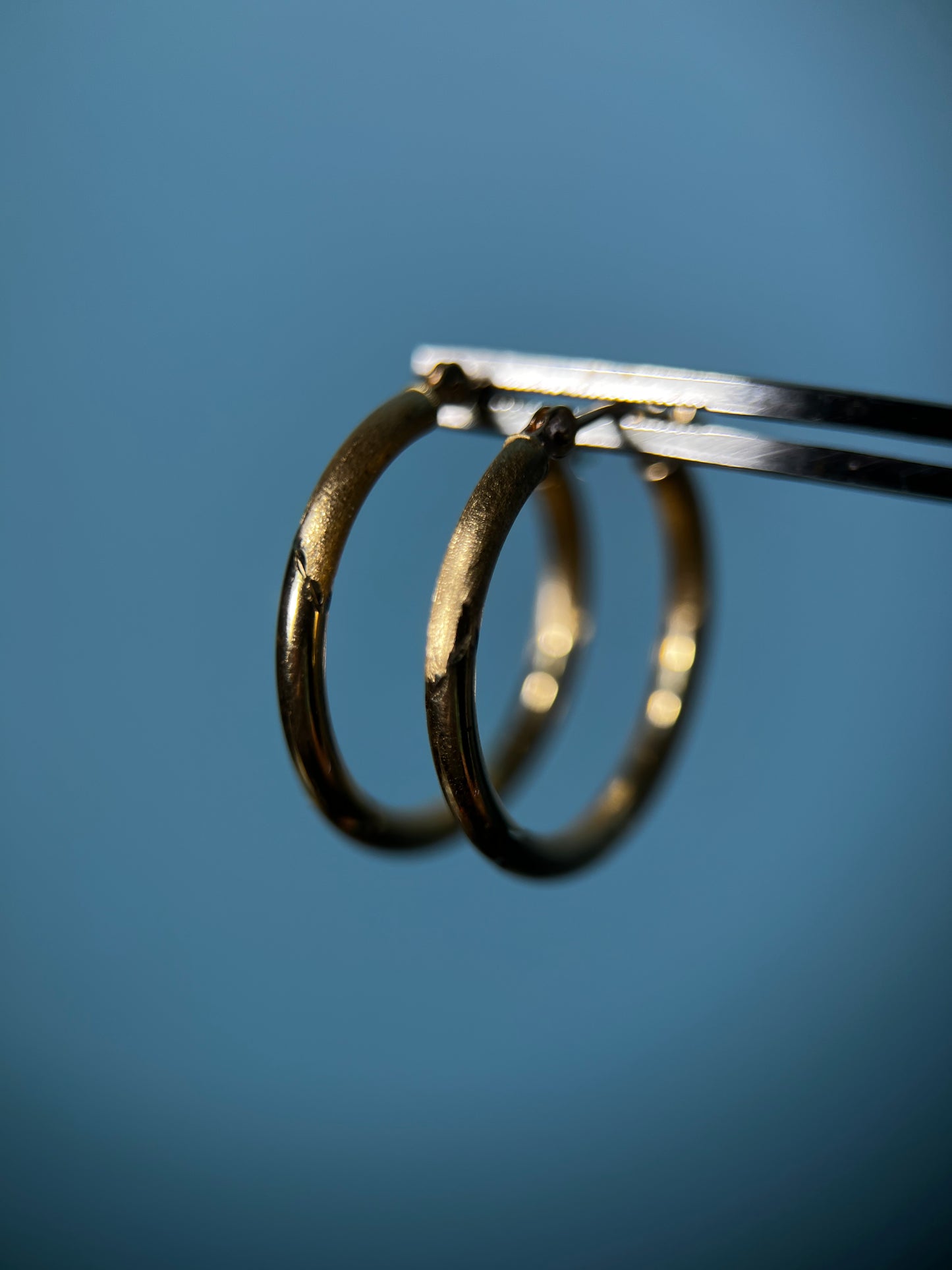 Diamond Brushed Hoops in 14k Yellow Gold