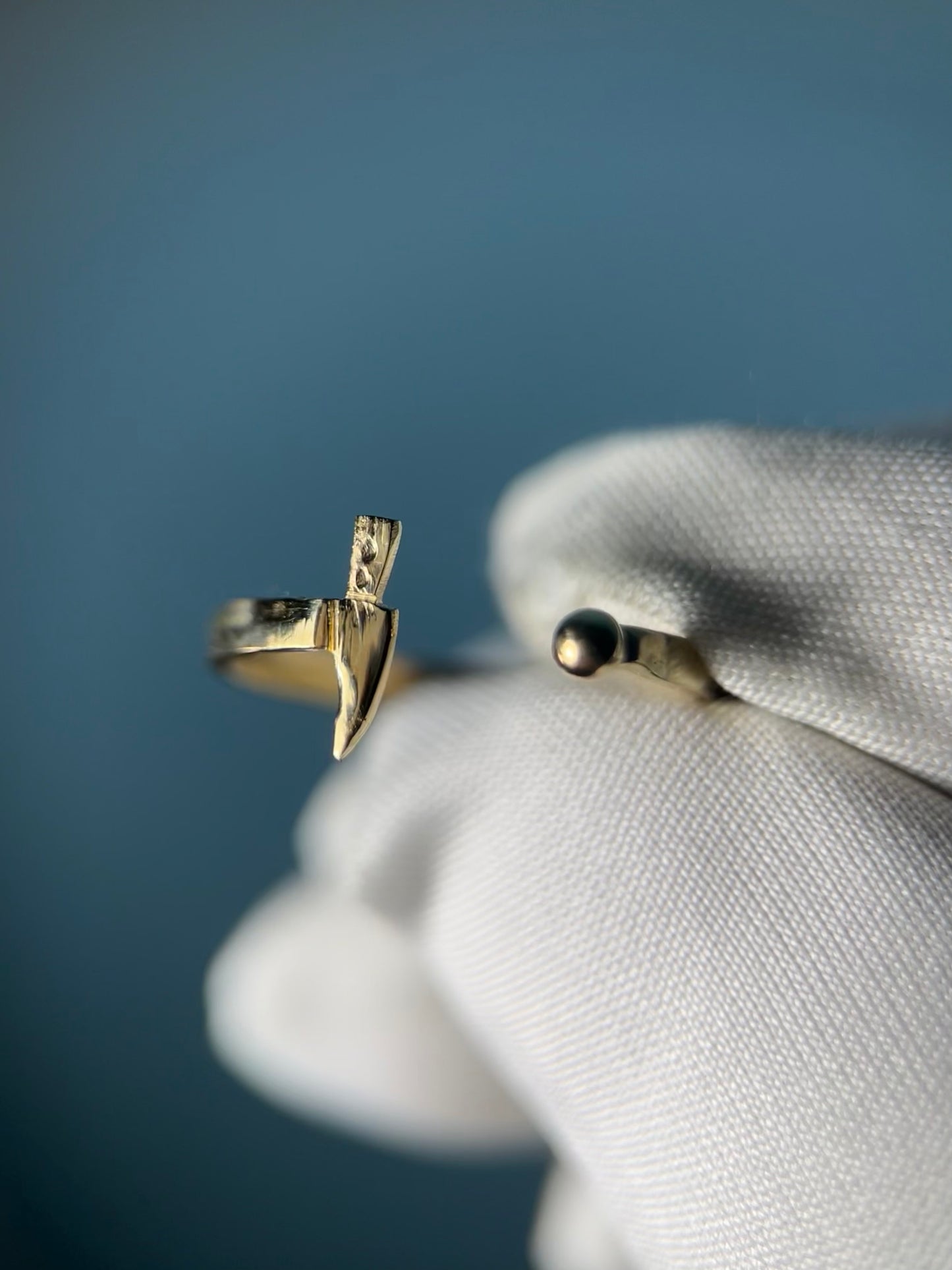 Cannonball & Dagger Ring in 14k Yellow Gold By Maxwell The Jeweler