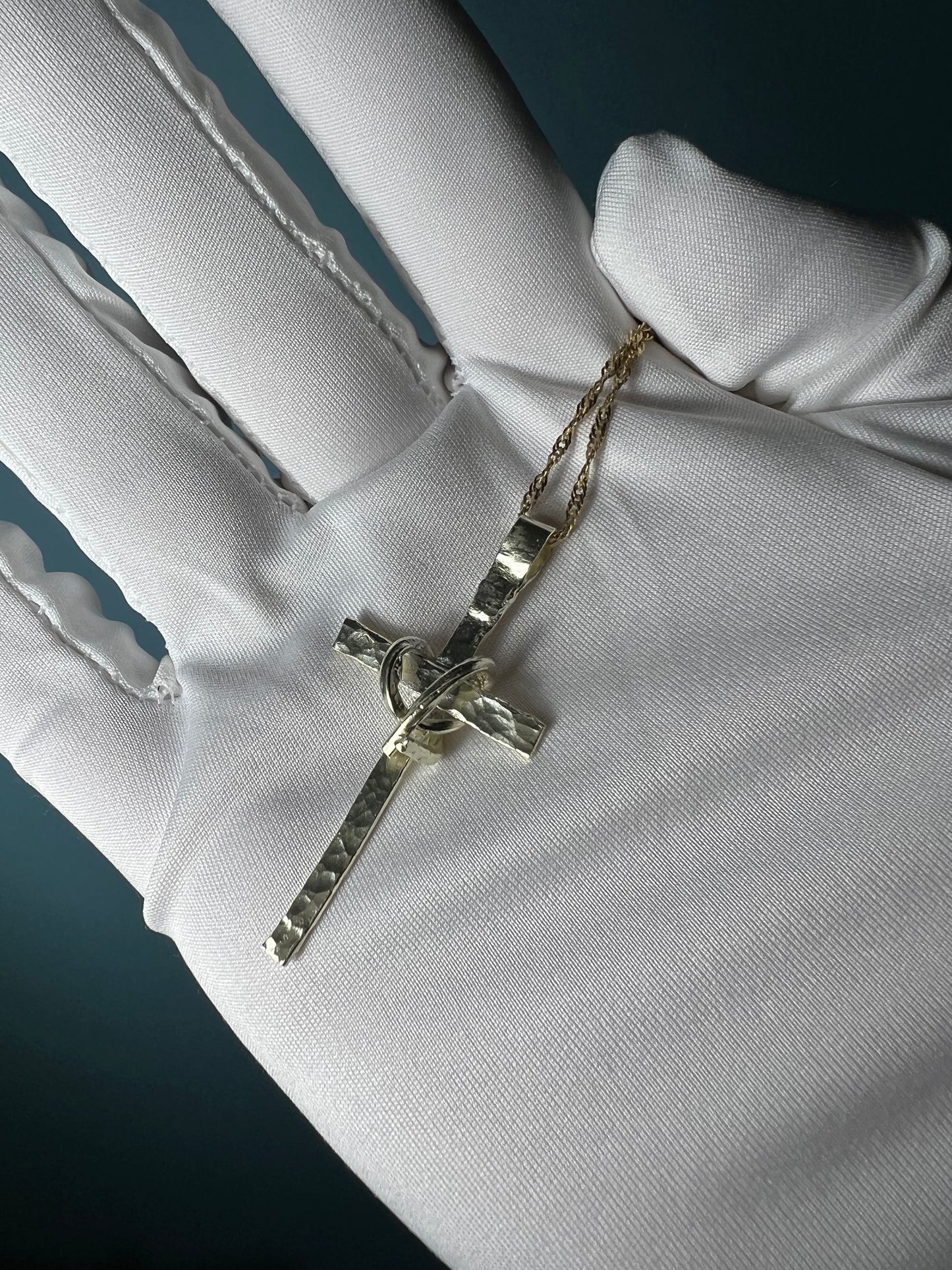 Dented Series Cross Pendant in 14k Gold By Maxwell The Jeweler